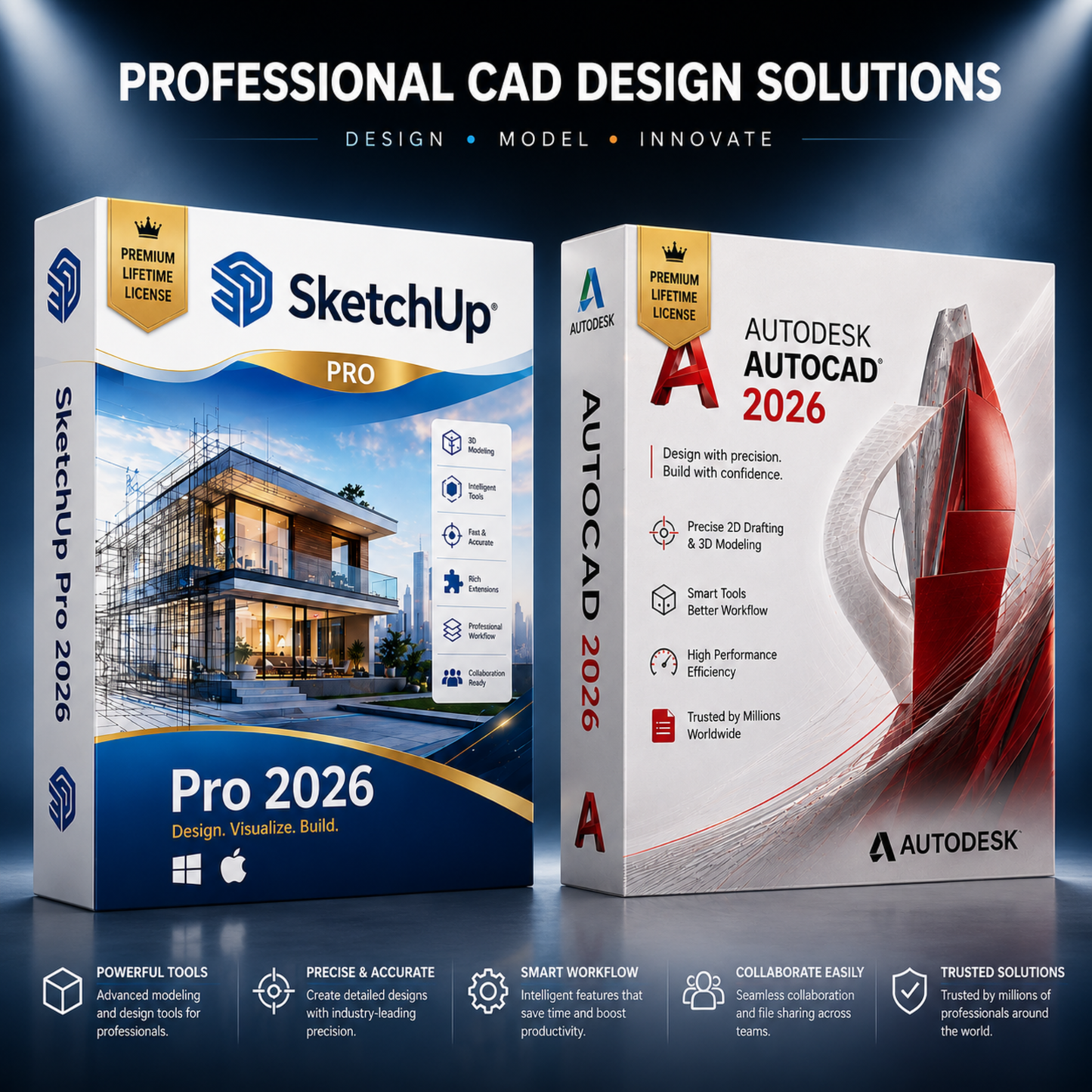 Professional CAD Design Pack | AutoCAD 2026 + SketchUp Pro 2026