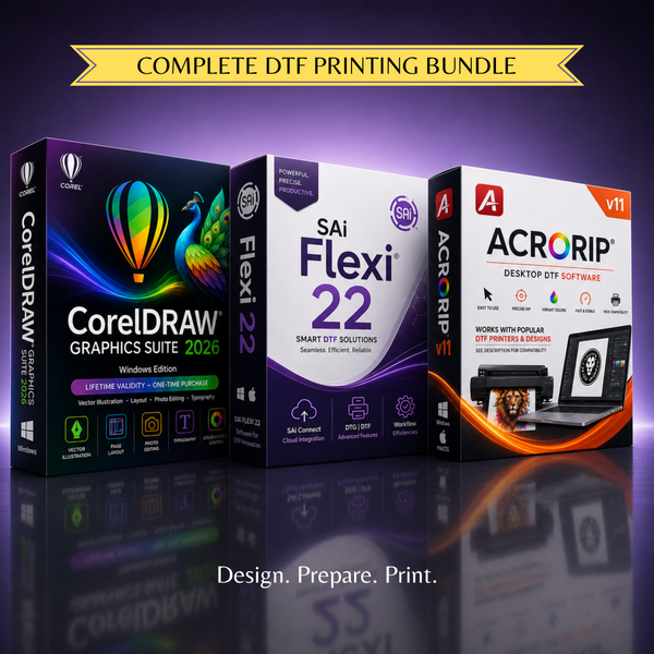 CorelDRAW 2026 + SAi Flexi 22 + AcroRIP v11 | DTF Printing Software Bundle