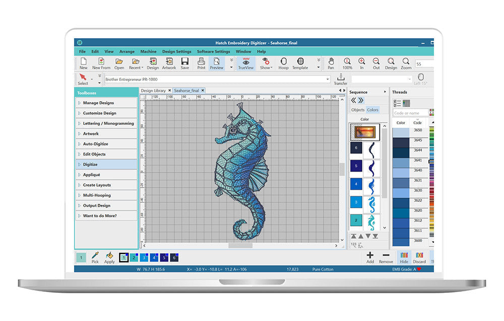 Wilcom e4.2 + Hatch 2 + PE-Design 11 | Embroidery Software Bundle